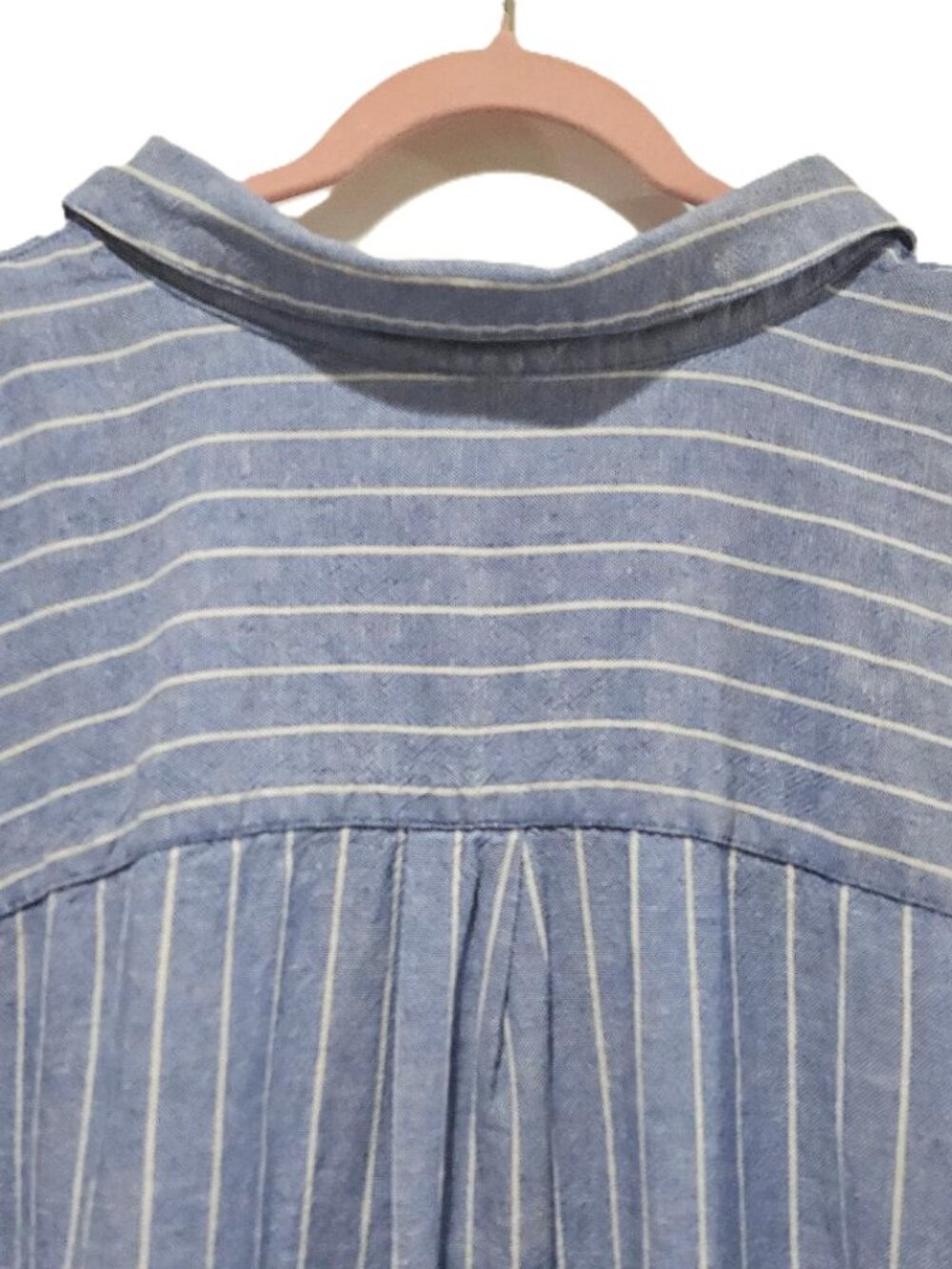 OLD NAVY BLUE WHITE STRIPE LINEN SHORT SLEEVE SHIRT DRESS SWIM COVERUP 4X - 5X - Picture 5 of 9